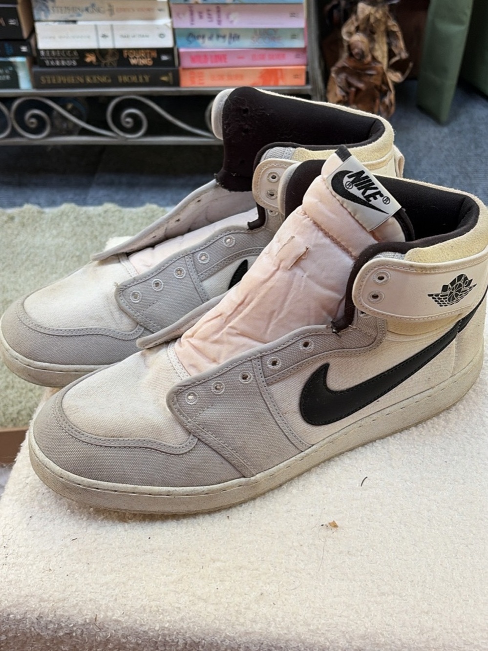 Jordan High-Top Sneakers in Beige and Black